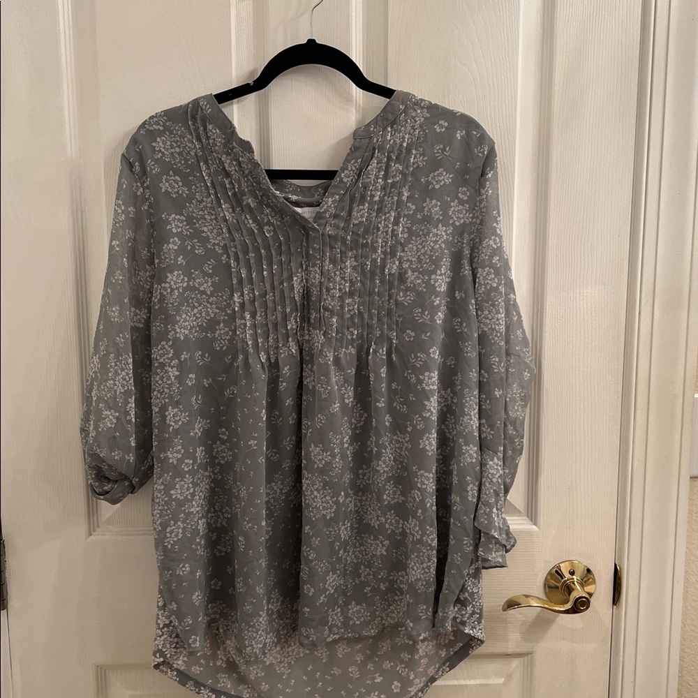 Gray Floral Blouse